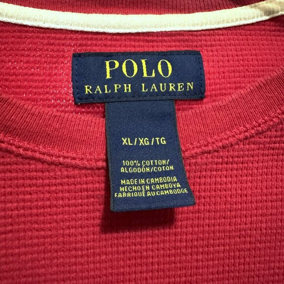 Polo Ralph Lauren Mens Red Waffle Knit Thermal Pullover Crew Neck Top Sz XL - Picture 4 of 5